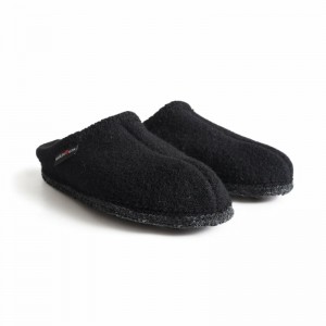 Men Haflinger As Slippers Black | FKM560713