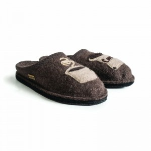 Men Haflinger Coffee Slippers Black | JOE130528