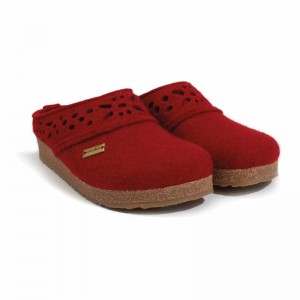 Men Haflinger Lacey Slippers Red | TXC901256