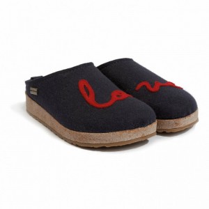 Men Haflinger Lovely Slippers Navy | MYJ352976