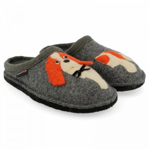 Men Haflinger Spaniel Slippers Grey | KMJ503981