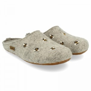 Women Haflinger Api Slippers Silver Grey | LIW098135