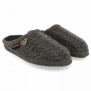 Women Haflinger Herzerl Slippers Grey | IDH089263