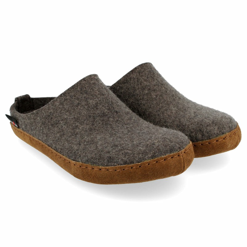 Men Haflinger Emils Slide Slippers Grey | ODH408965