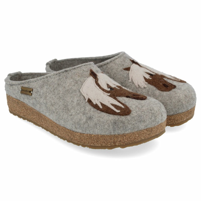 Women Haflinger Cavallo Clogs Silver Grey | WZT701462