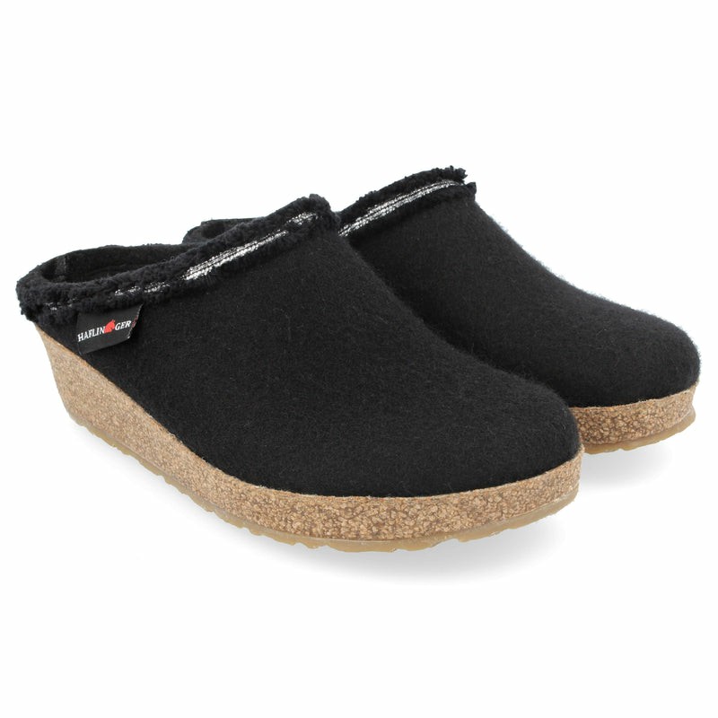 Women Haflinger Fringe Clogs Black | SYC672084